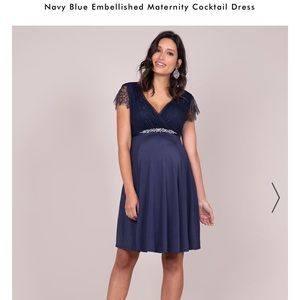 Navy Blue Embellished Maternity Cocktail Dress